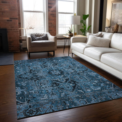 Addison Rugs Oriental Blue Washable Indoor-Outdoor Rug
