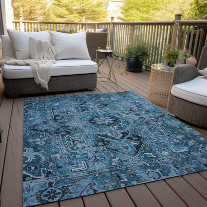 Addison Rugs Oriental Blue Washable Indoor-Outdoor Rug
