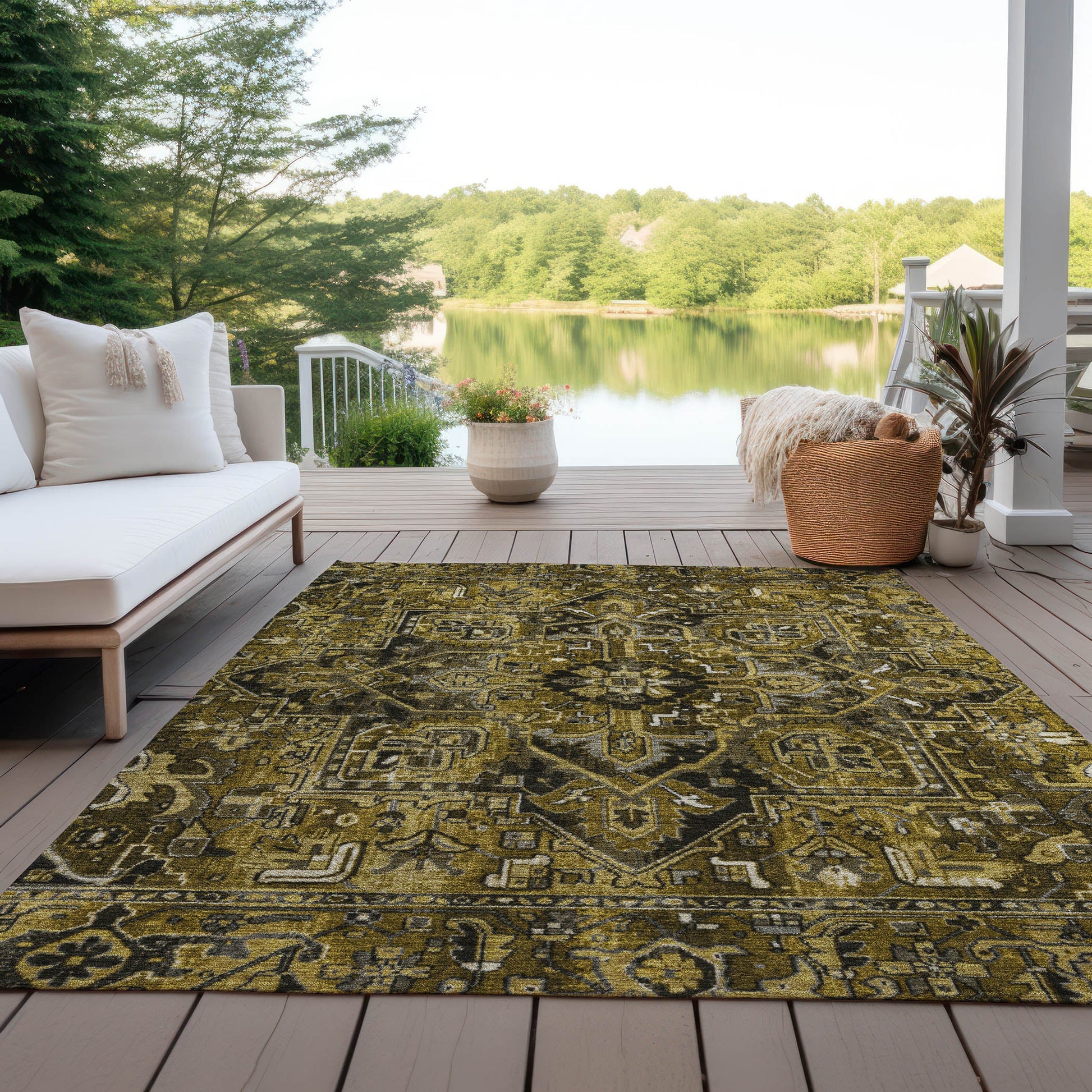 Addison Rugs Oriental Brown Washable Indoor-Outdoor Rug