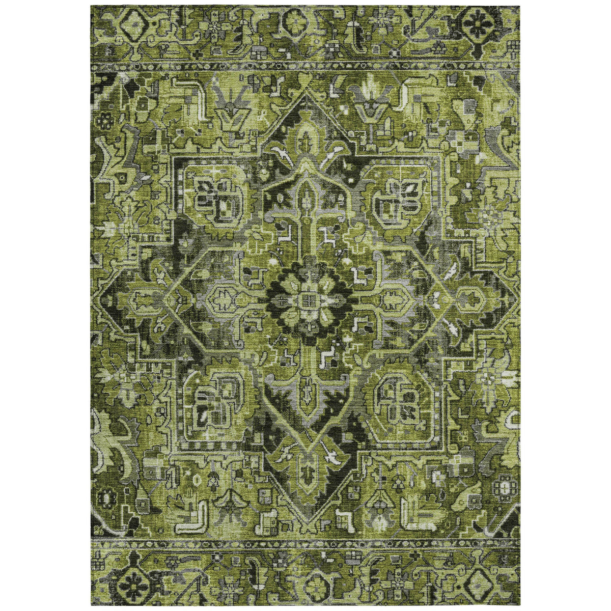 Addison Rugs Oriental Green Washable Indoor-Outdoor Rug