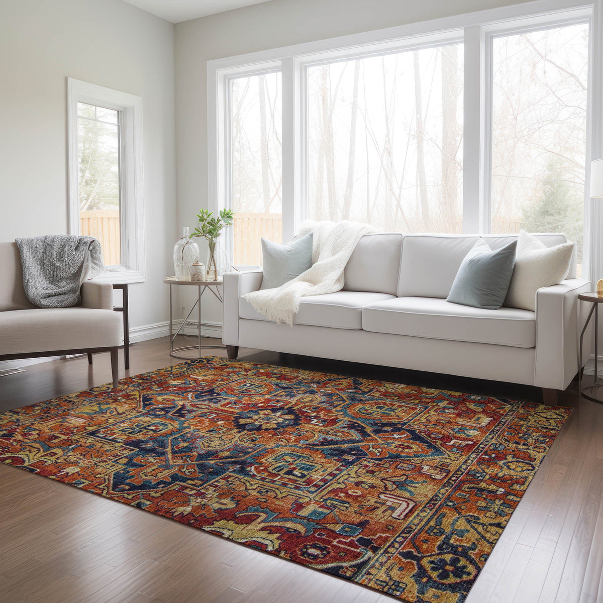 Addison Rugs Oriental Paprika Indoor-Outdoor Rug with Matching Throw