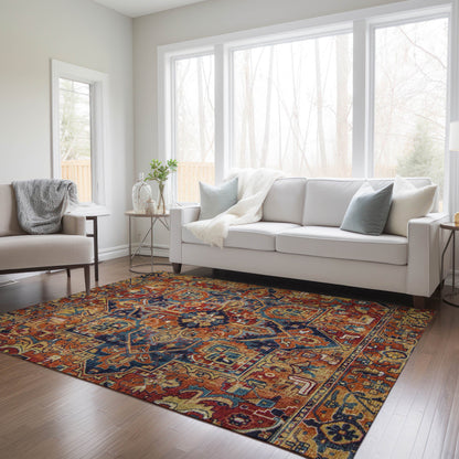 Addison Rugs Oriental Paprika Indoor-Outdoor Rug with Matching Throw