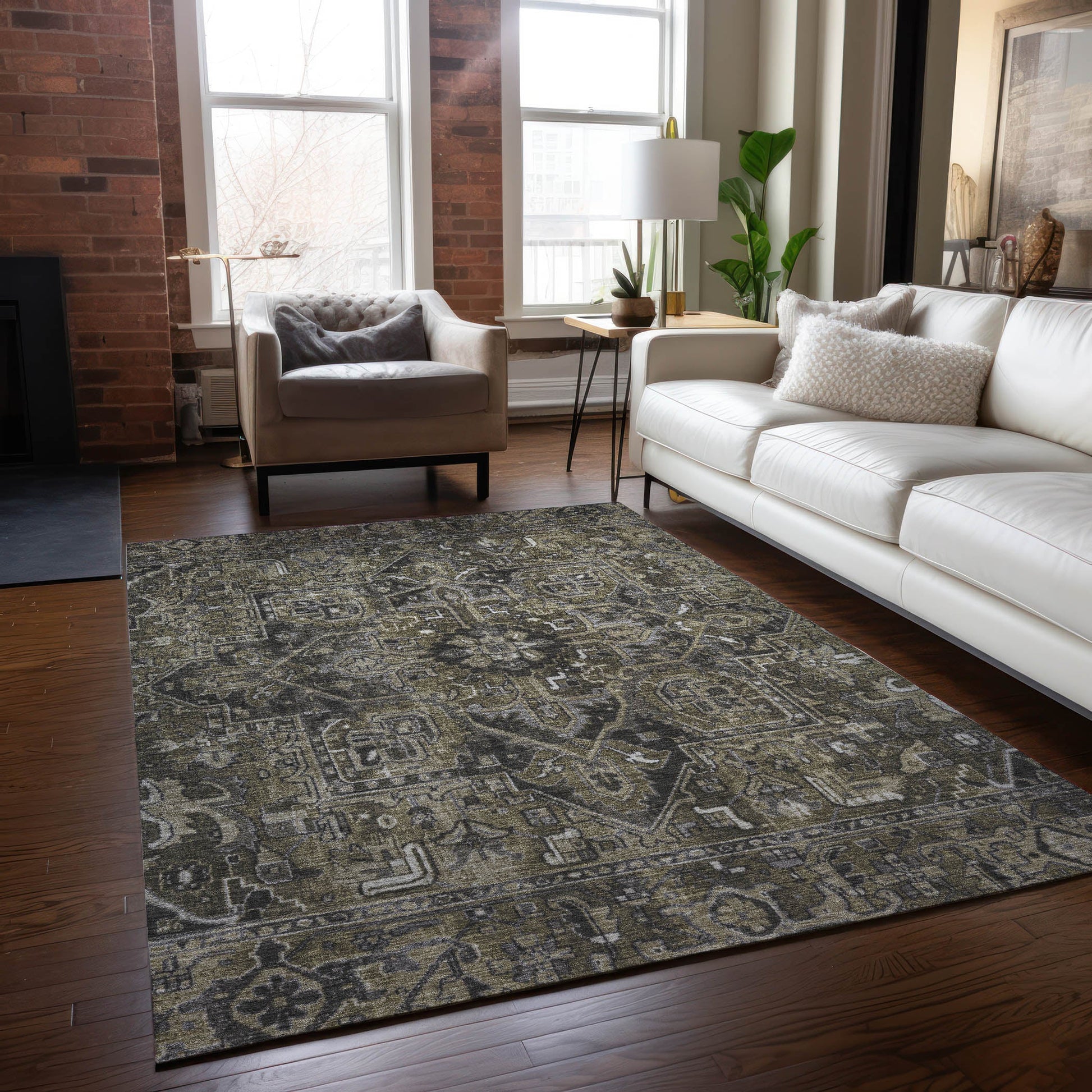 Addison Rugs Oriental Taupe Washable Indoor-Outdoor Rug