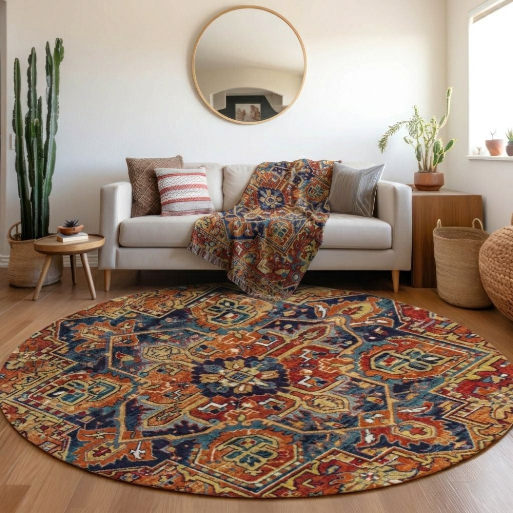Addison Rugs Oriental Paprika Indoor-Outdoor Rug with Matching Throw