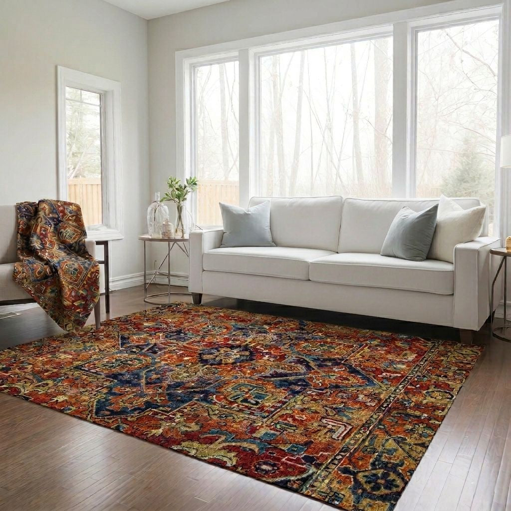 Addison Rugs Oriental Paprika Indoor-Outdoor Rug with Matching Throw