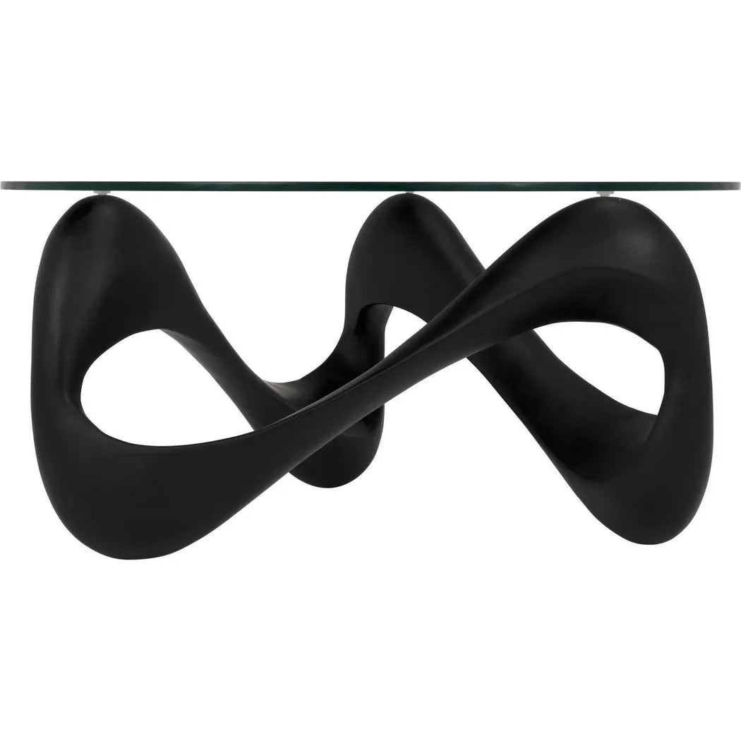 Orion Coffee Table, Black Resin Cement Glass