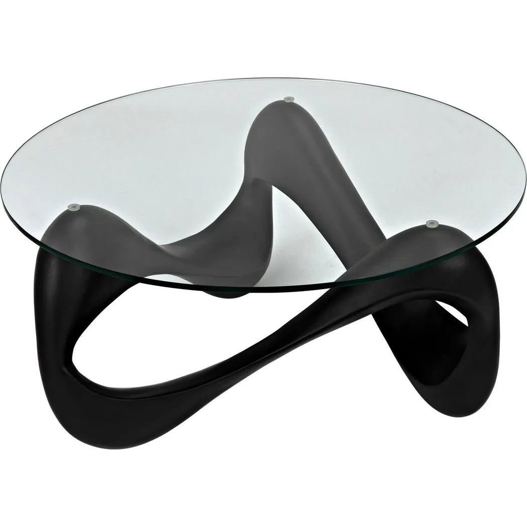 Orion Coffee Table, Black Resin Cement Glass