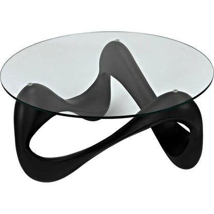 Orion Coffee Table, Black Resin Cement Glass