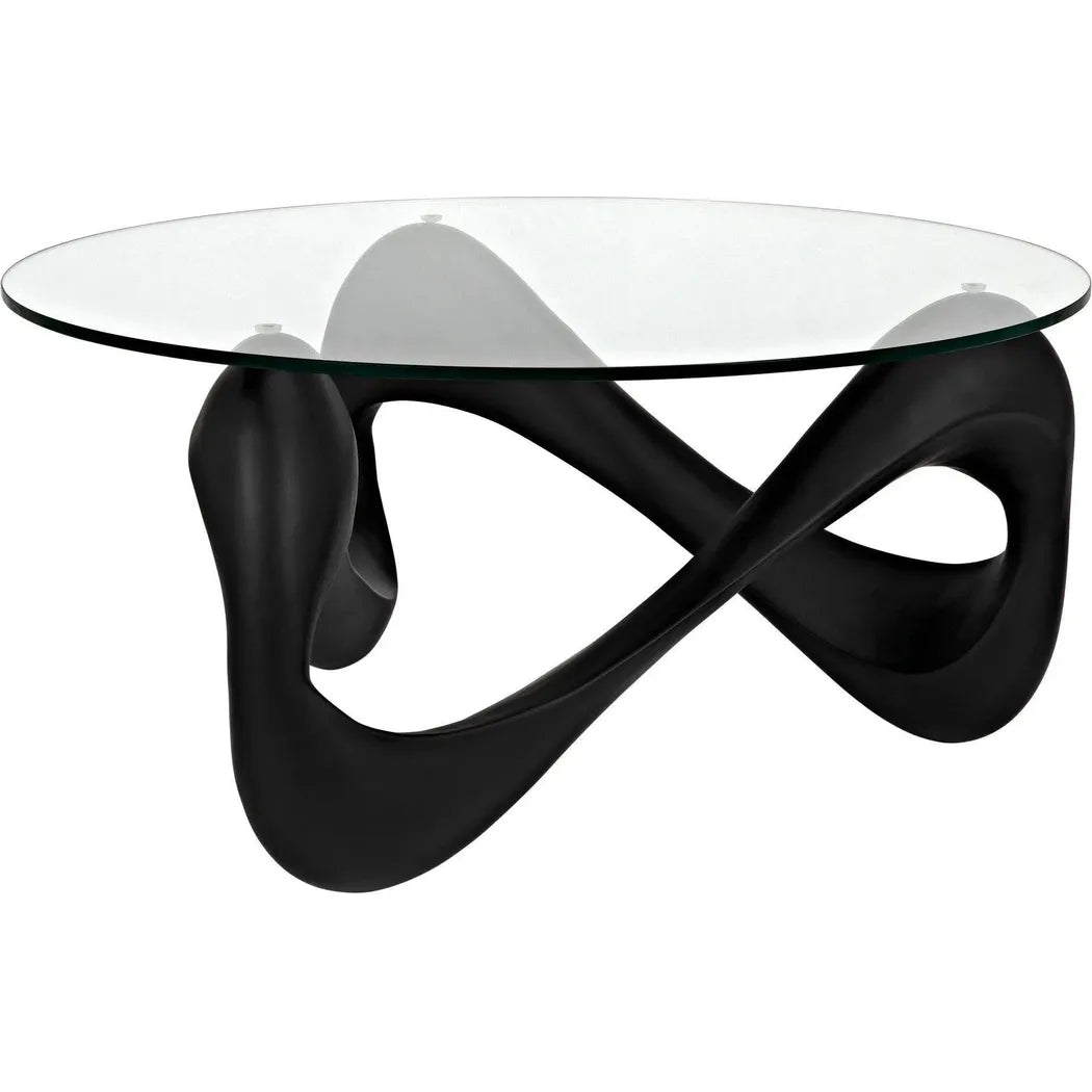 Orion Coffee Table, Black Resin Cement Glass