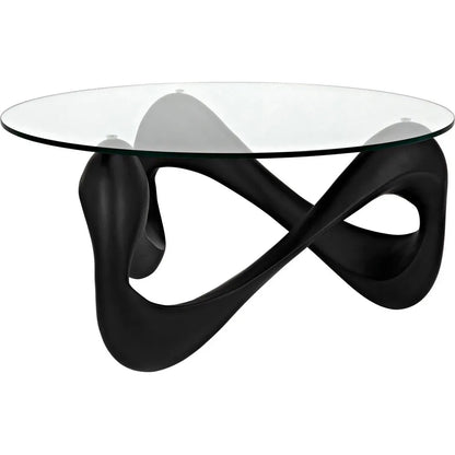 Orion Coffee Table, Black Resin Cement Glass