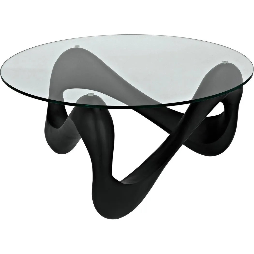 Orion Coffee Table, Black Resin Cement Glass