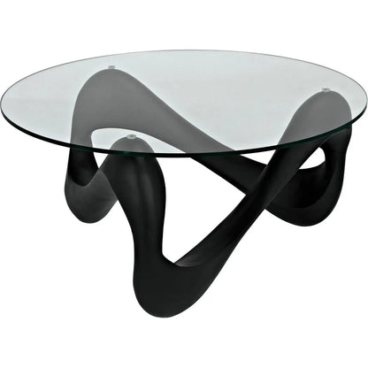 Orion Coffee Table, Black Resin Cement Glass