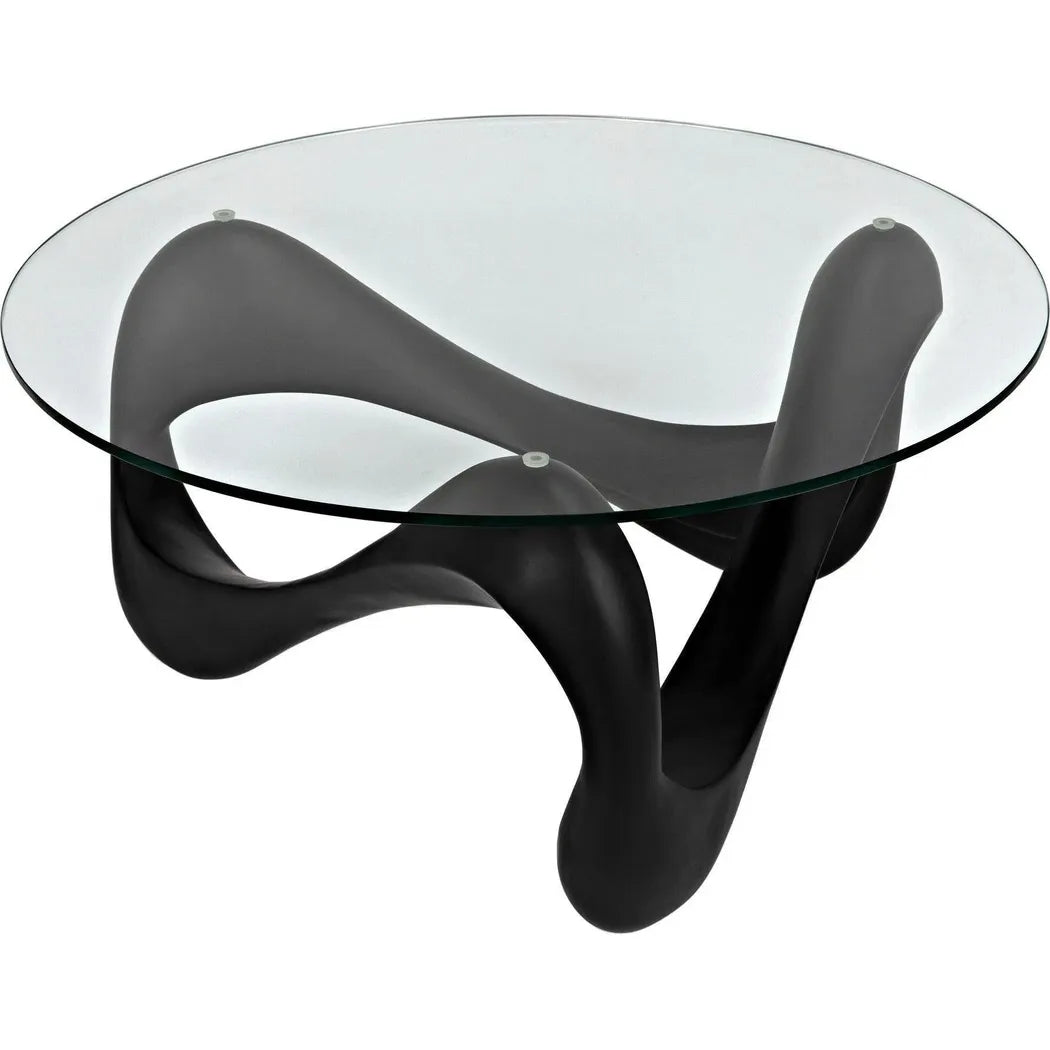 Orion Coffee Table, Black Resin Cement Glass
