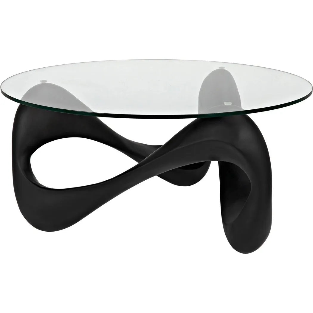 Orion Coffee Table, Black Resin Cement Glass