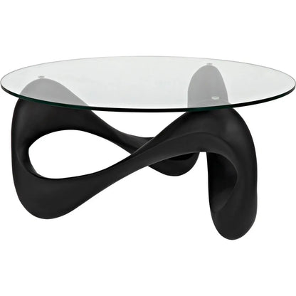 Orion Coffee Table, Black Resin Cement Glass