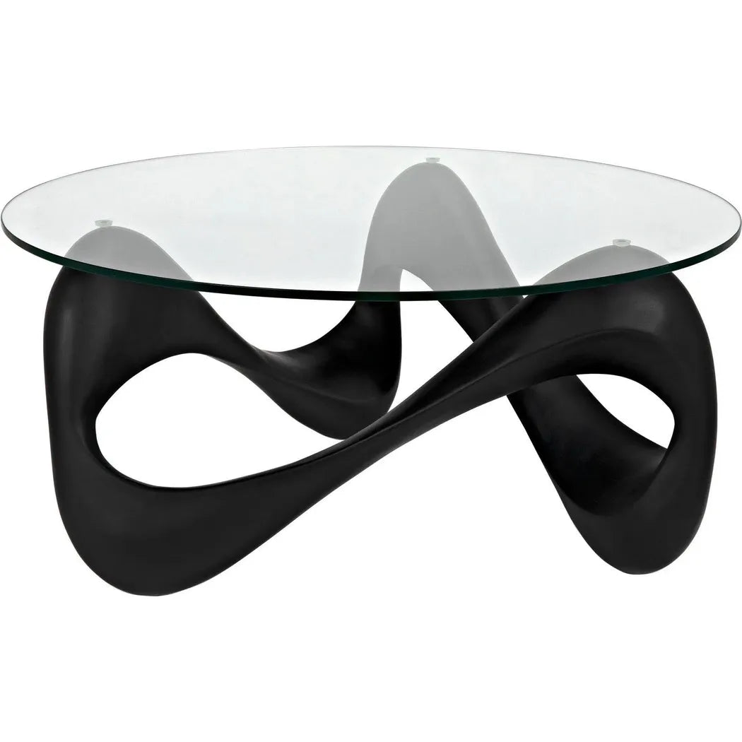 Orion Coffee Table, Black Resin Cement Glass