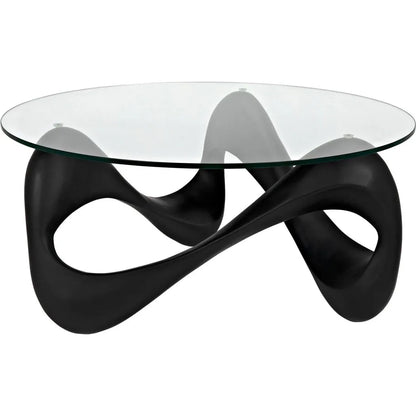 Orion Coffee Table, Black Resin Cement Glass