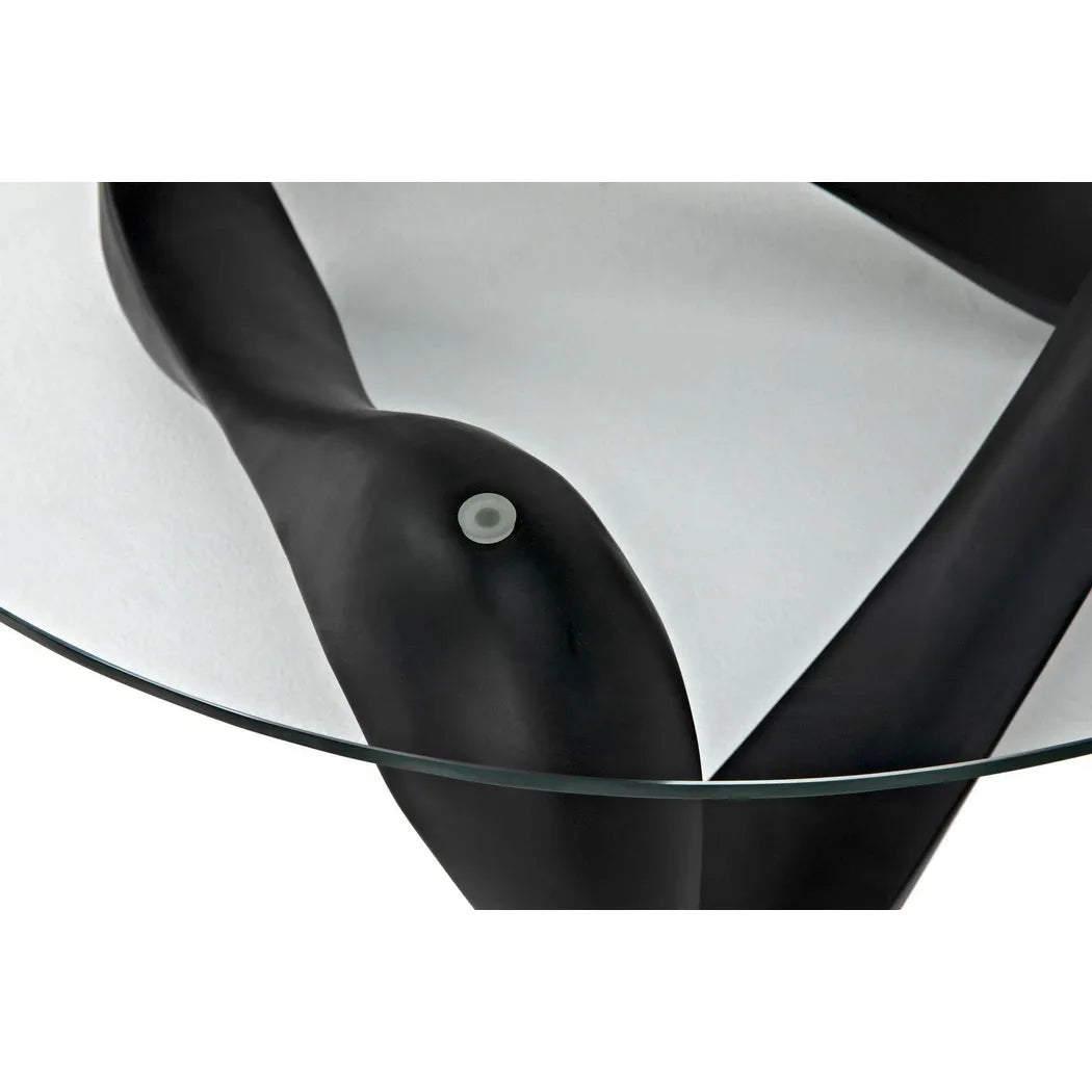 Orion Coffee Table, Black Resin Cement Glass