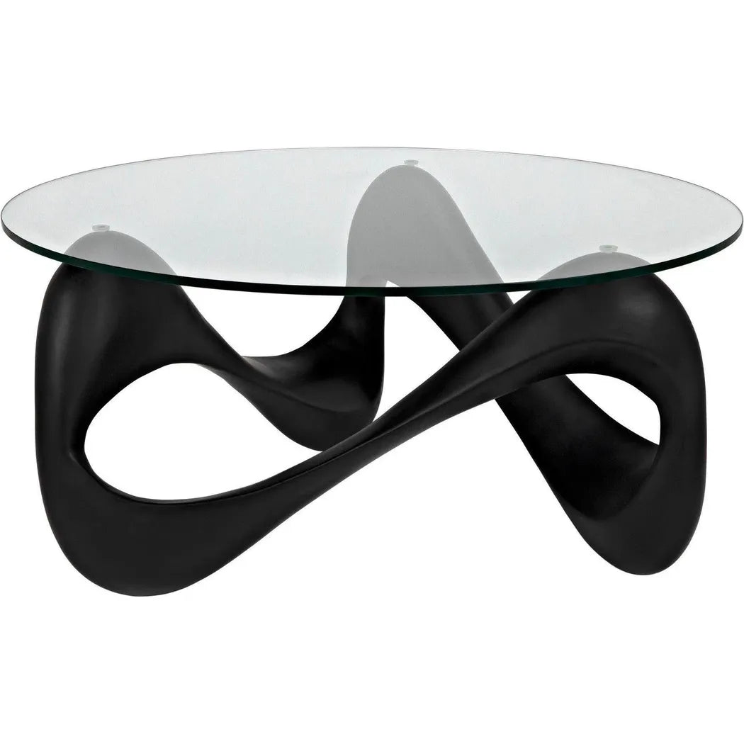 Orion Coffee Table, Black Resin Cement Glass