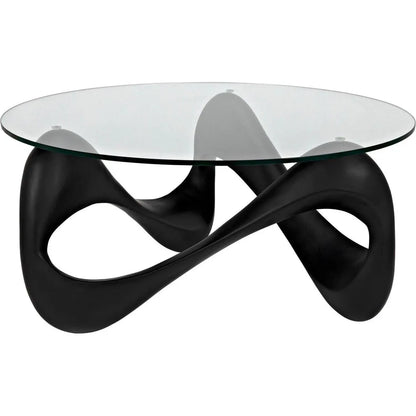 Orion Coffee Table, Black Resin Cement Glass