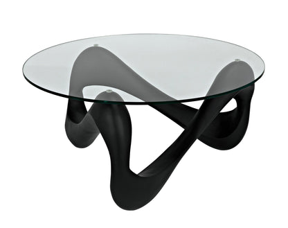 Orion Coffee Table, Black Resin Cement with Glass-Coffee Tables-Noir-Sideboards and Things