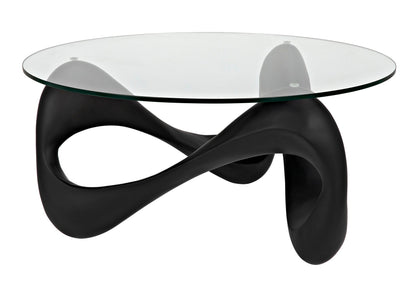 Orion Coffee Table, Black Resin Cement with Glass-Coffee Tables-Noir-Sideboards and Things