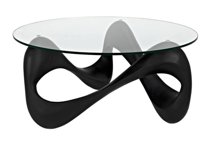 Orion Coffee Table, Black Resin Cement with Glass-Coffee Tables-Noir-Sideboards and Things