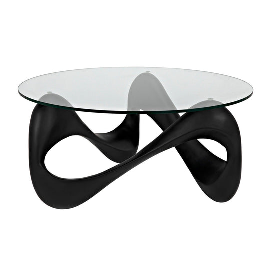 Orion Coffee Table, Black Resin Cement with Glass-Coffee Tables-Noir-Sideboards and Things