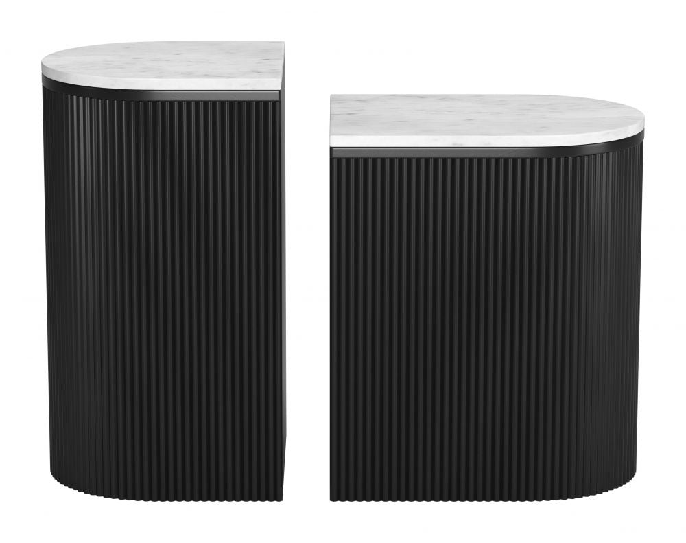 Zuo Modern Ormara Marble Top Oval Side Table 2PC