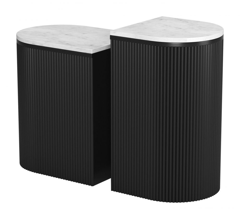Zuo Modern Ormara Marble Top Oval Side Table 2PC