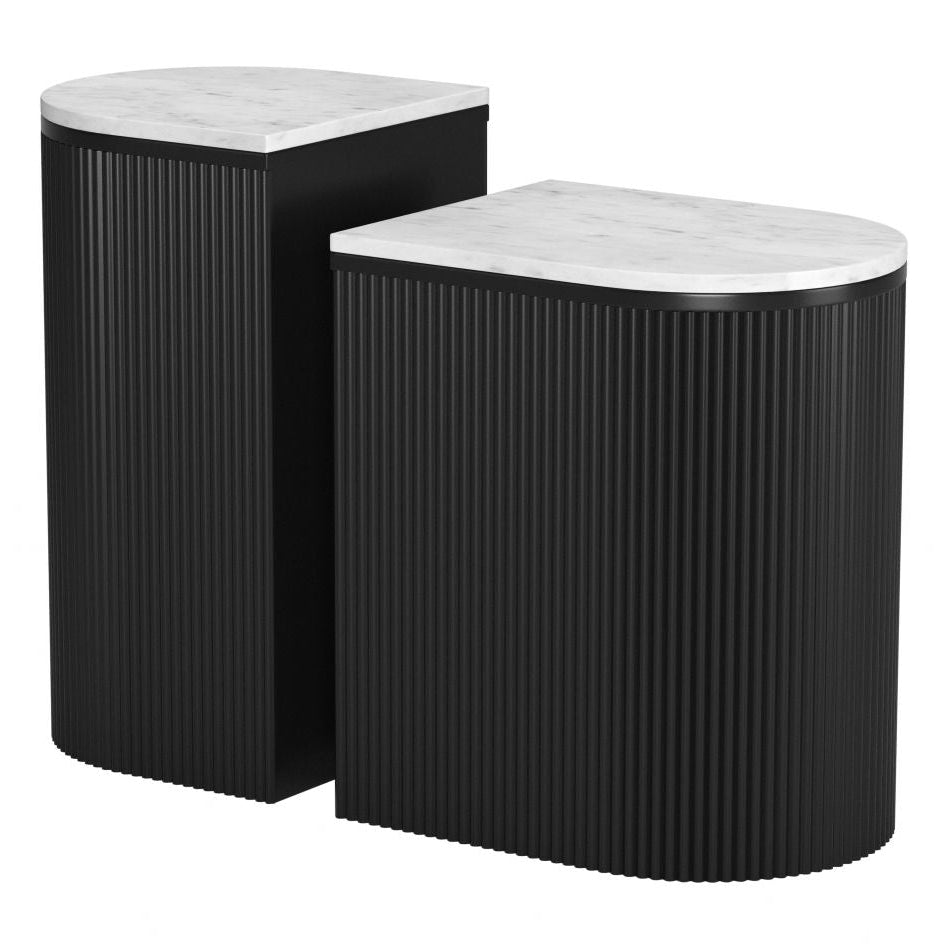 Zuo Modern Ormara Marble Top Oval Side Table 2PC