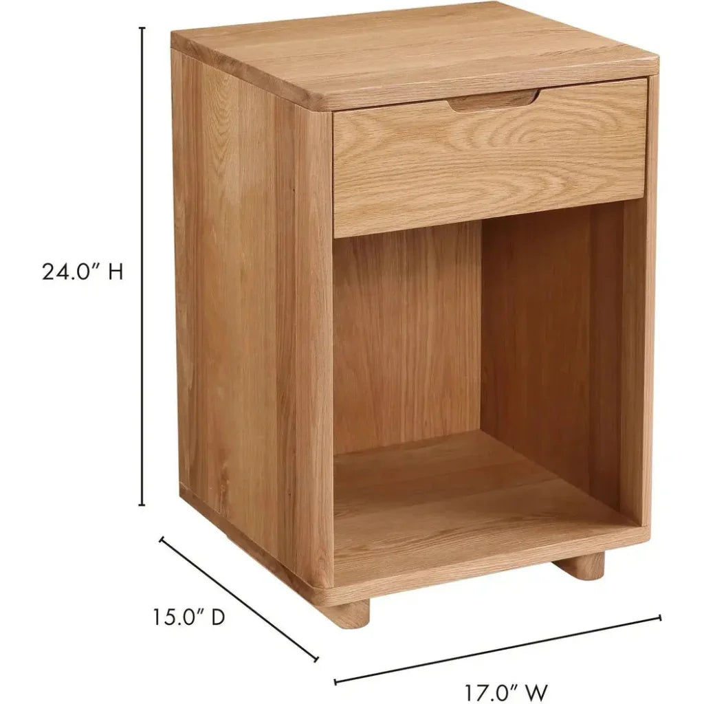 Osamu Wood Nightstand With One Drawer - LOOMLAN - Moe's Home - Nightstands