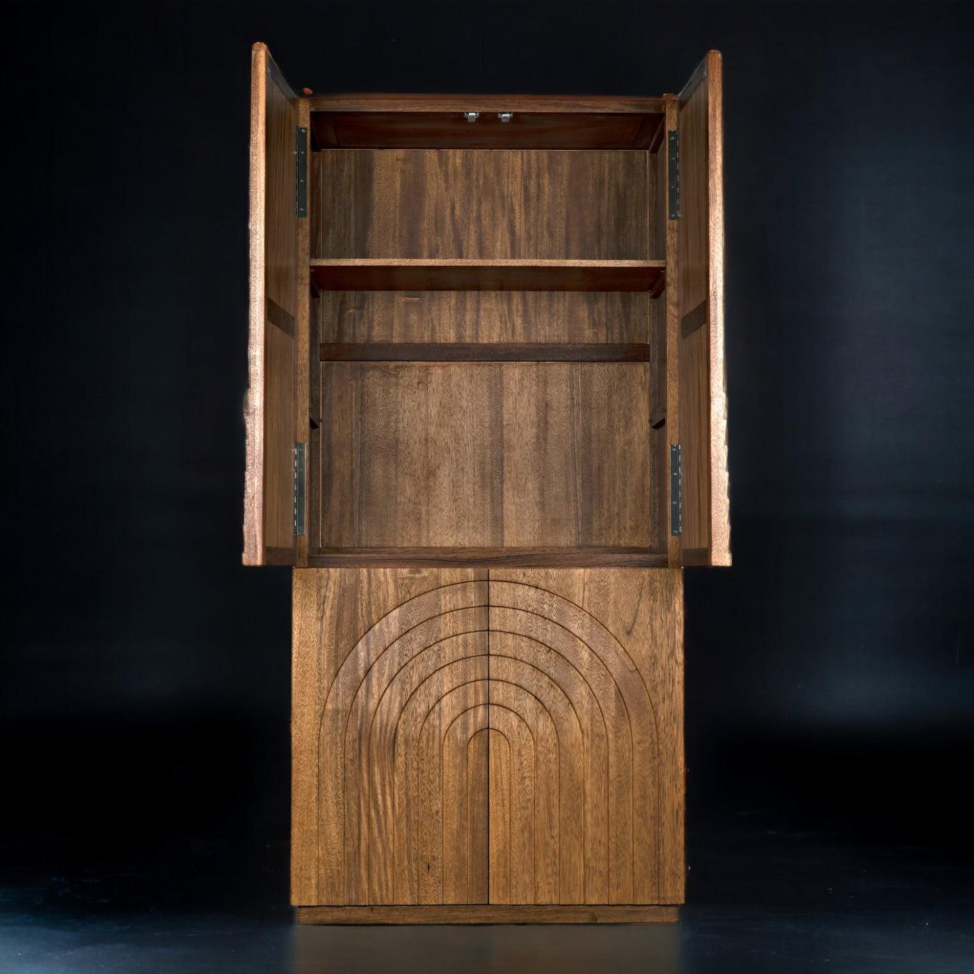 Otto Hutch Walnut Tall Bookcase Cabinet-Bookcases-Noir-Sideboards and Things