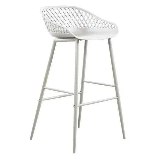Moe's Home Outdoor Barstool White Set Black (Bar Height)