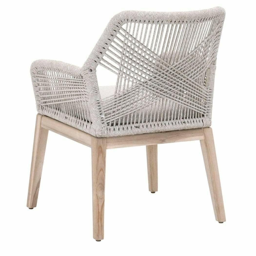 Outdoor Loom Rope Dining Arm Chair Set of 2 Taupe Rope and Teak Outdoor Dining Chairs Sideboards and Things By Essentials For Living