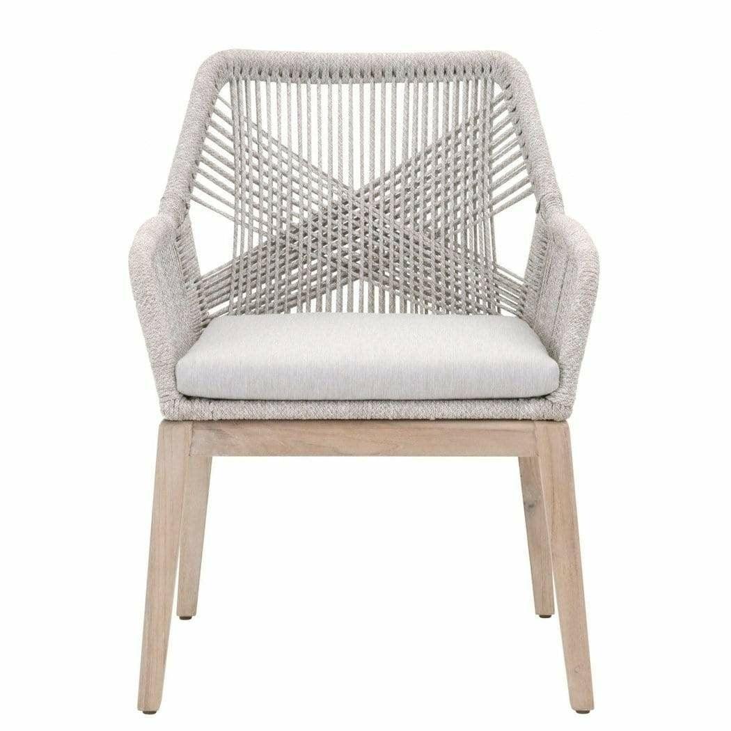 Outdoor Loom Rope Dining Arm Chair Set of 2 Taupe Rope and Teak Outdoor Dining Chairs Sideboards and Things By Essentials For Living