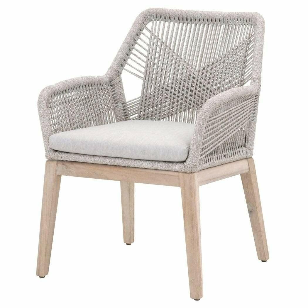 Outdoor Loom Rope Dining Arm Chair Set of 2 Taupe Rope and Teak Outdoor Dining Chairs Sideboards and Things By Essentials For Living