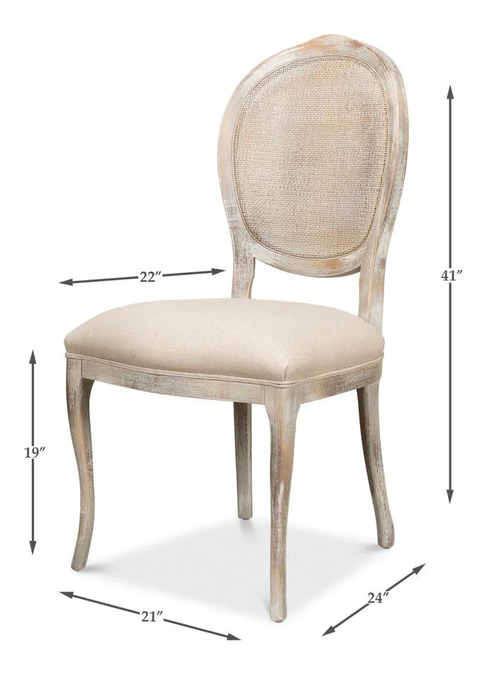 Sarreid Oval Cane Back Fabric Dining Chair 2PC