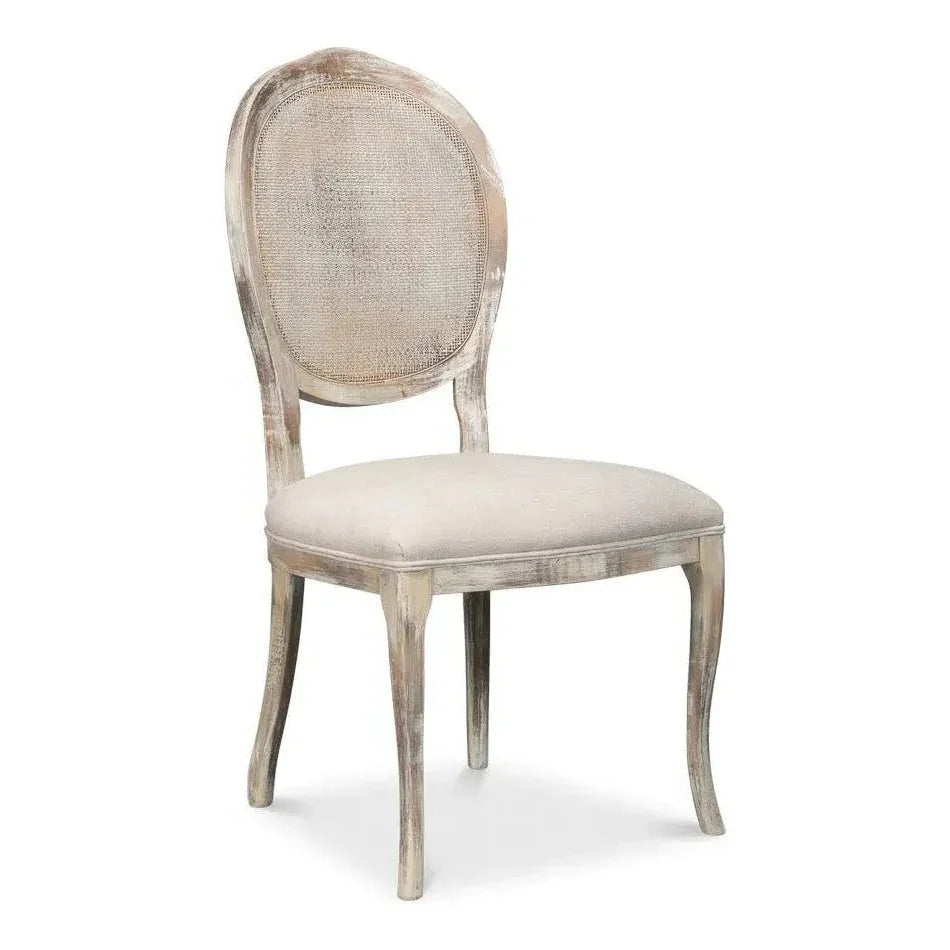 Sarreid Oval Cane Back Fabric Dining Chair 2PC