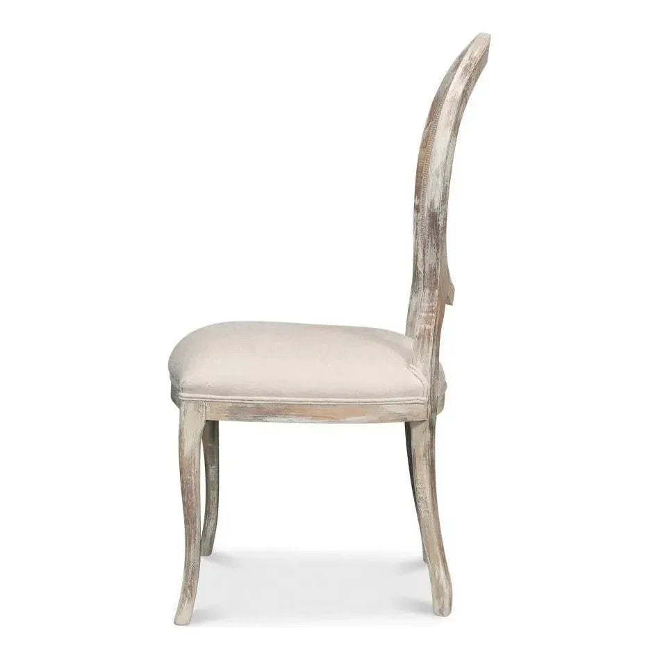 Sarreid Oval Cane Back Fabric Dining Chair 2PC