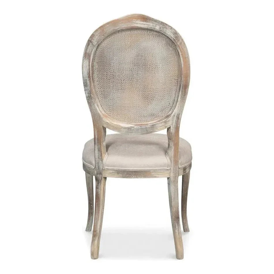 Sarreid Oval Cane Back Fabric Dining Chair 2PC