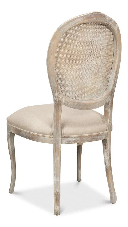 Sarreid Oval Cane Back Fabric Dining Chair 2PC