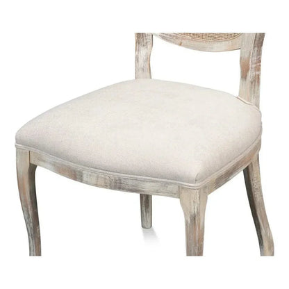 Sarreid Oval Cane Back Fabric Dining Chair 2PC