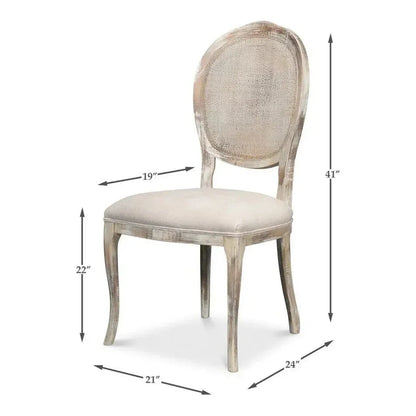 Sarreid Oval Cane Back Fabric Dining Chair 2PC