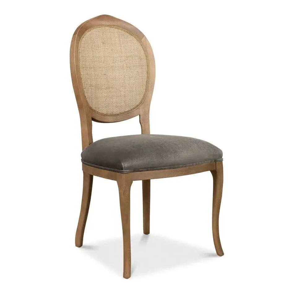 Sarreid Oval Cane Back Fabric Dining Chair 2PC