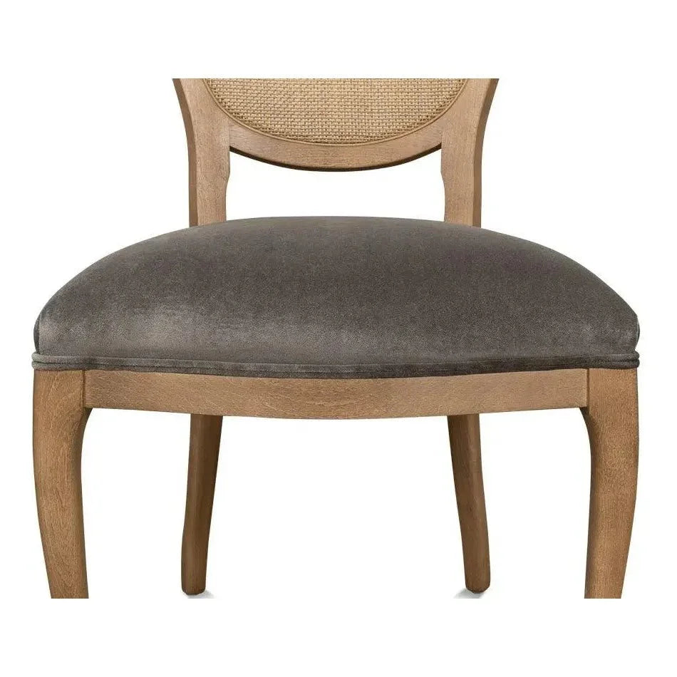 Sarreid Oval Cane Back Fabric Dining Chair 2PC