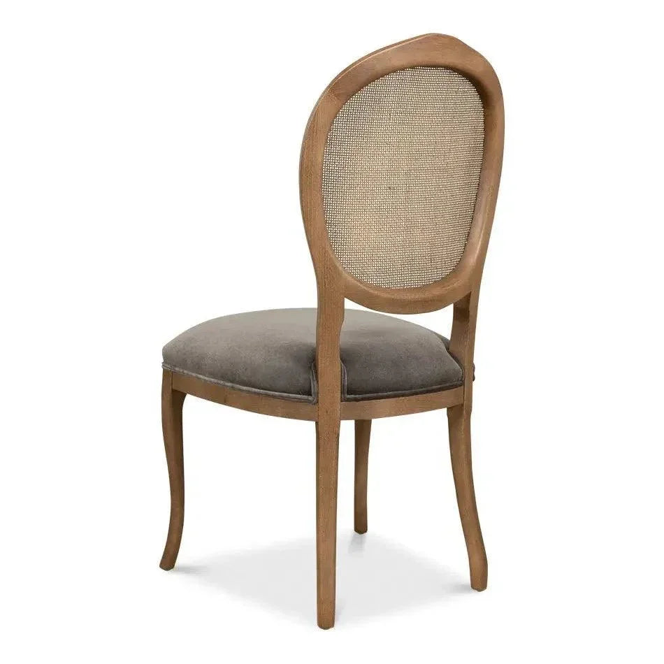 Sarreid Oval Cane Back Fabric Dining Chair 2PC