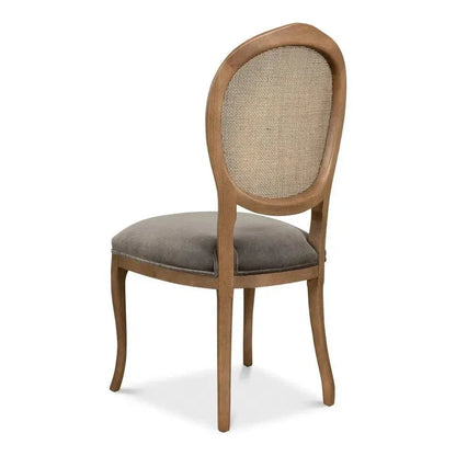 Sarreid Oval Cane Back Fabric Dining Chair 2PC