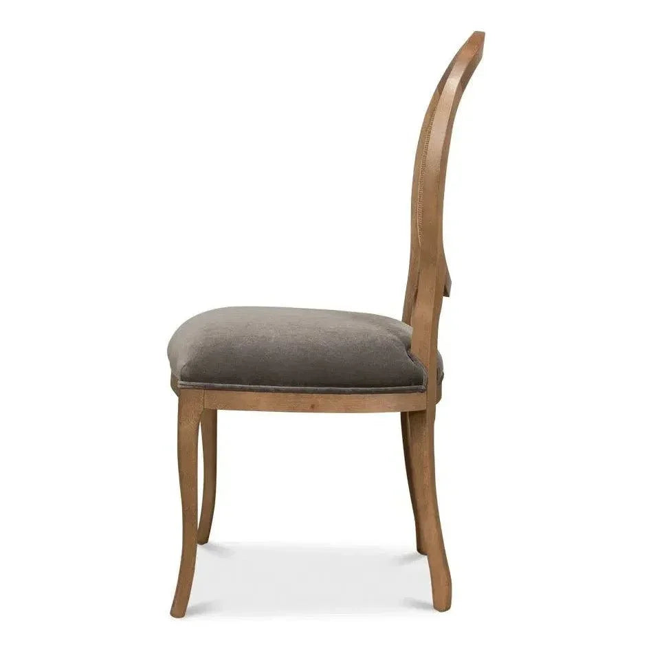Sarreid Oval Cane Back Fabric Dining Chair 2PC