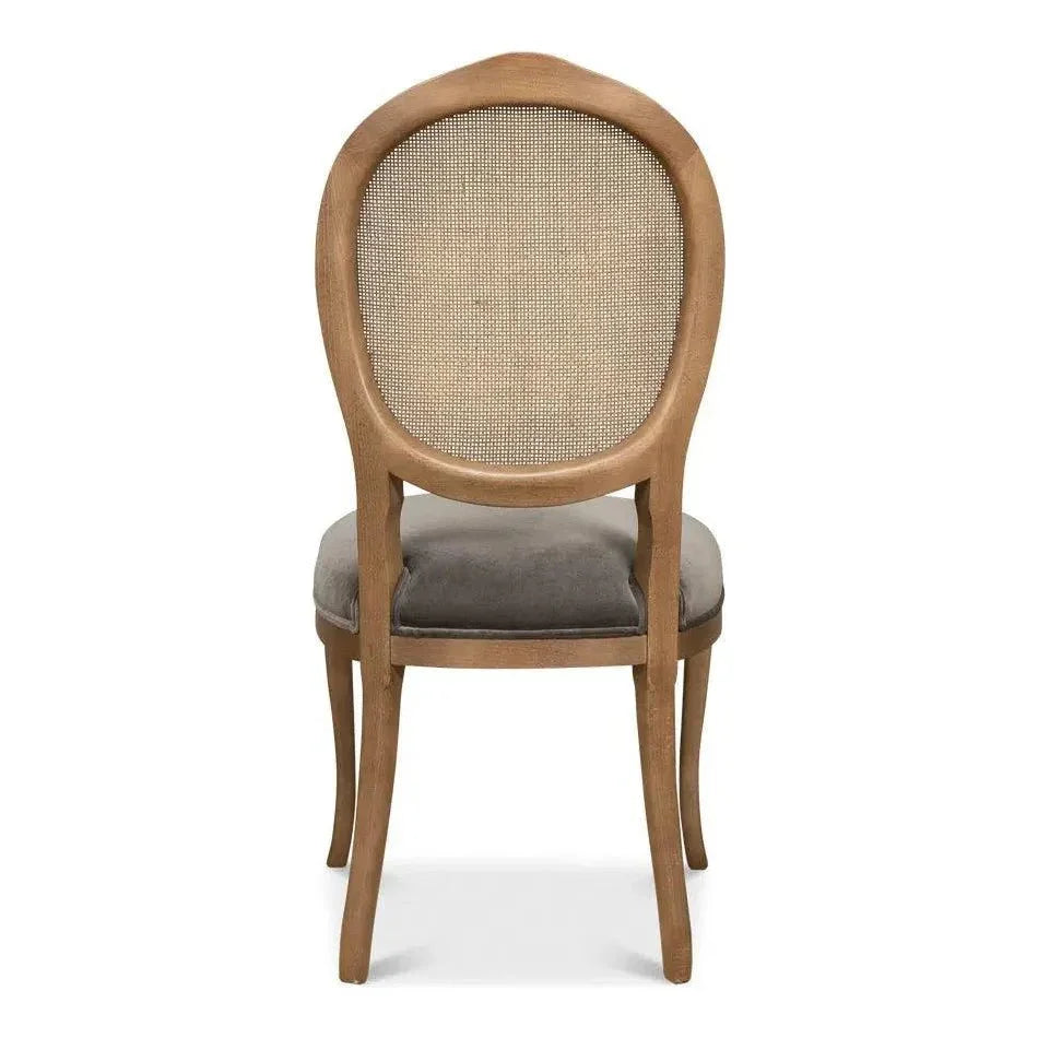 Sarreid Oval Cane Back Fabric Dining Chair 2PC